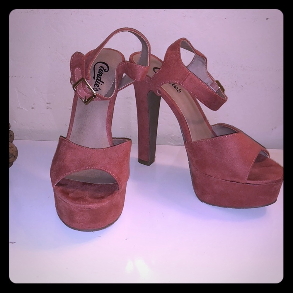 Rose suede platform  heels